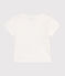 Babies' short-sleeved plain cotton T-shirt MARSHMALLOW white