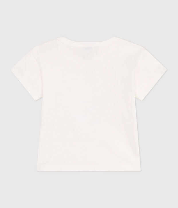 Babies' short-sleeved plain cotton T-shirt white
