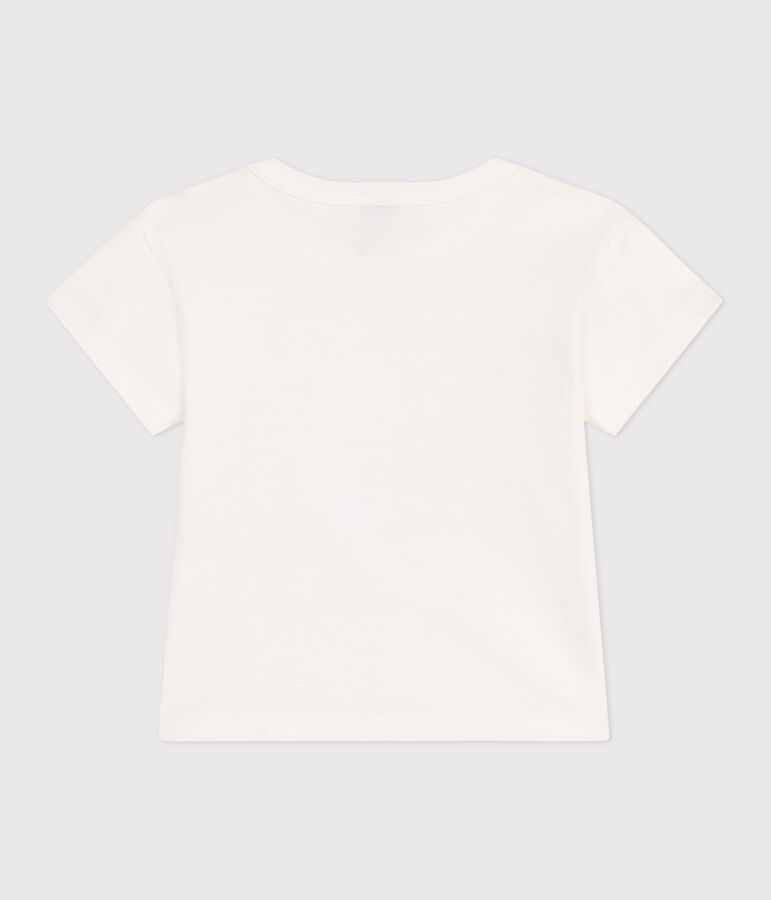 Babies' short-sleeved plain cotton T-shirt white