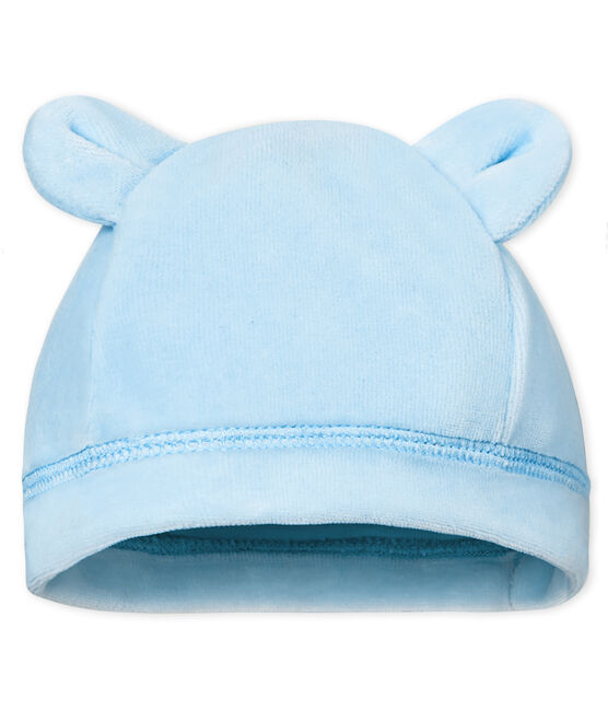 Unisex newborn baby velour bonnet FRAICHEUR blue