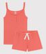 Girls' Plain Papaya Cotton and Lyocell Short Pyjamas