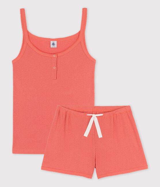 Girls' Plain Papaya Cotton and Lyocell Short Pyjamas PAPAYE pink