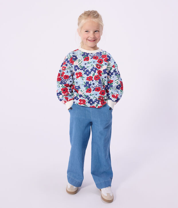 Children's floral print cotton sweatshirt white/multicolor