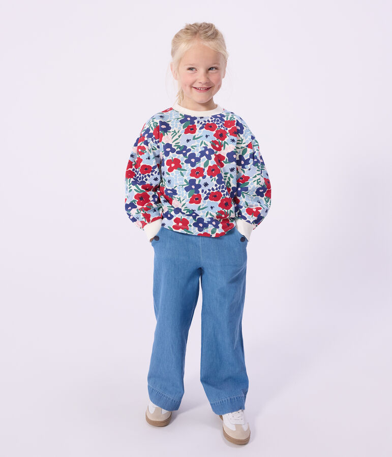 Children's floral print cotton sweatshirt white/multicolor