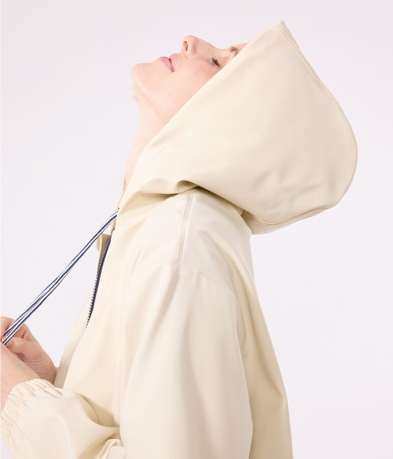 Women's Hooded Raincoat Ecru