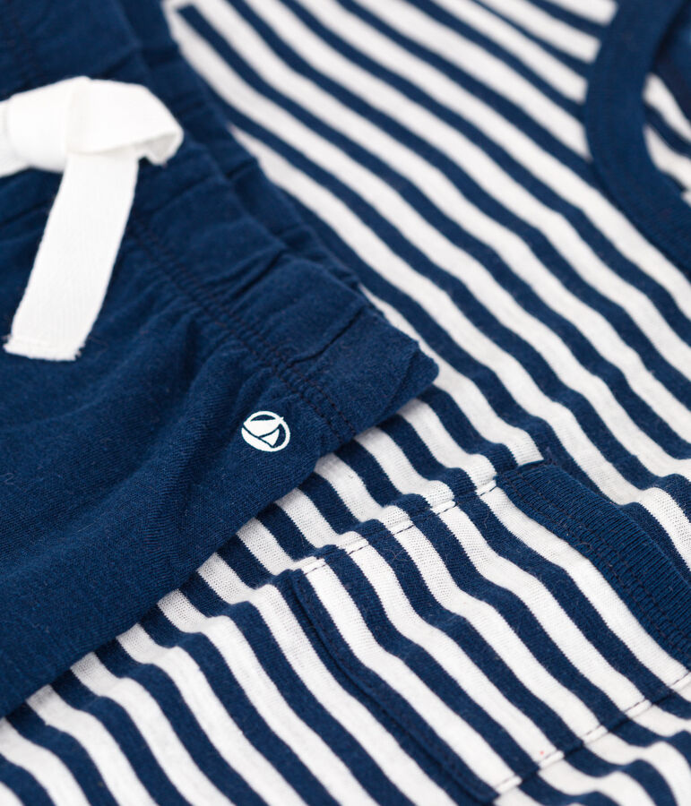 Babies' Slub Jersey and Cotton Outfit Set blue/white