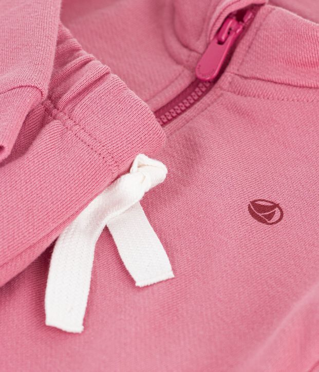 Babies' sweatshirt and trousers set in plain cotton pink