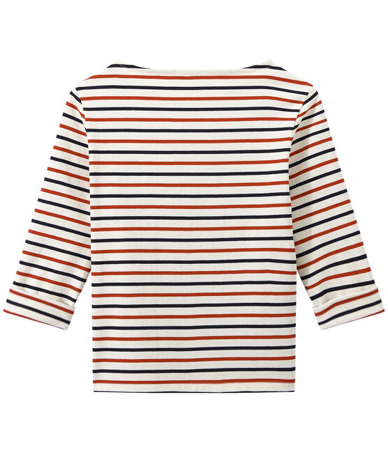 Women's heavy jersey tricolor sailor top COQUILLE beige/SMOKING blue/TERKUIT