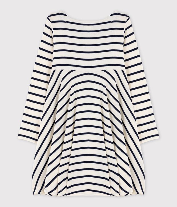 Girl's Long-sleeved Dress white/blue