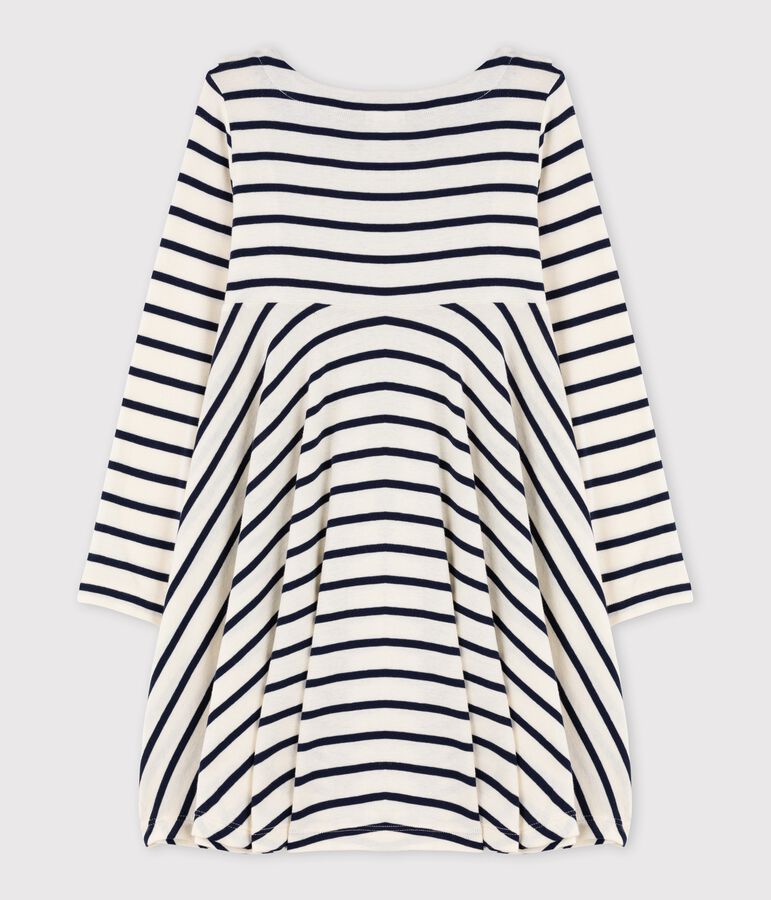Girl's Long-sleeved Dress white/blue