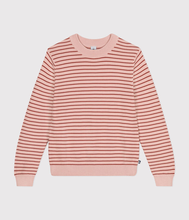 Women's Striped Cotton Pullover pink/brown