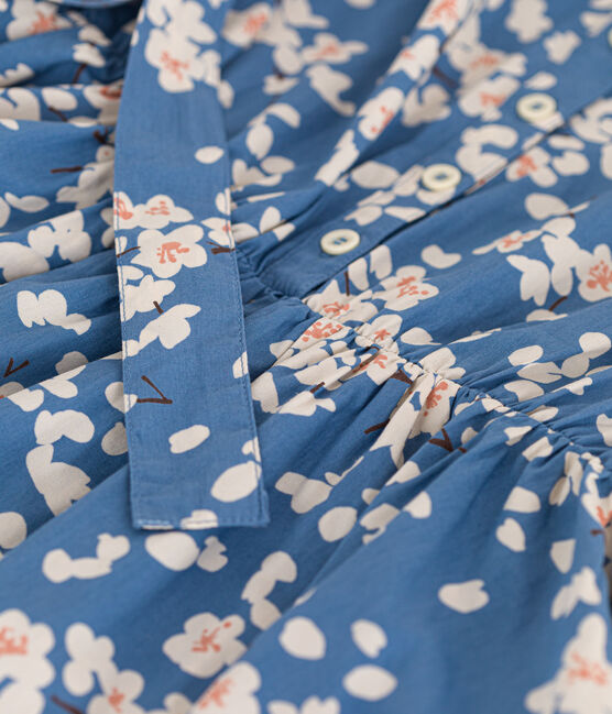 Girls' Sleeveless Printed Poplin Dress BEACH blue/MULTICO