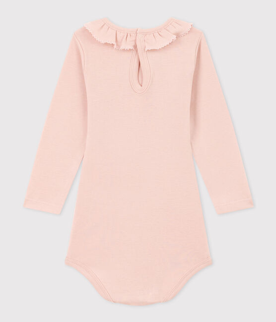 Babies' Long-Sleeved Cotton Bodysuit With Ruff Collar SALINE pink