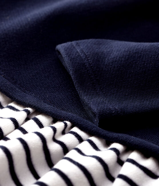 Babies' Fleece Dress MARSHMALLOW white/SMOKING blue