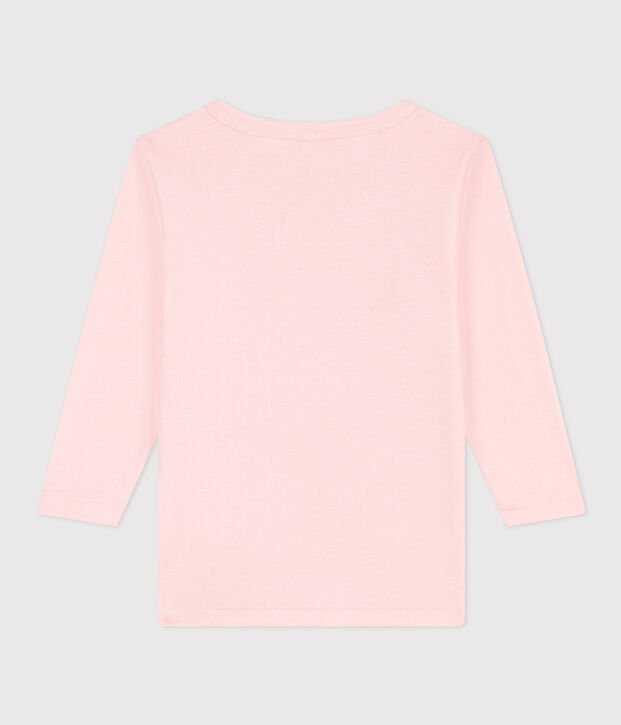 Little girls' long-sleeved cotton T-shirt pink
