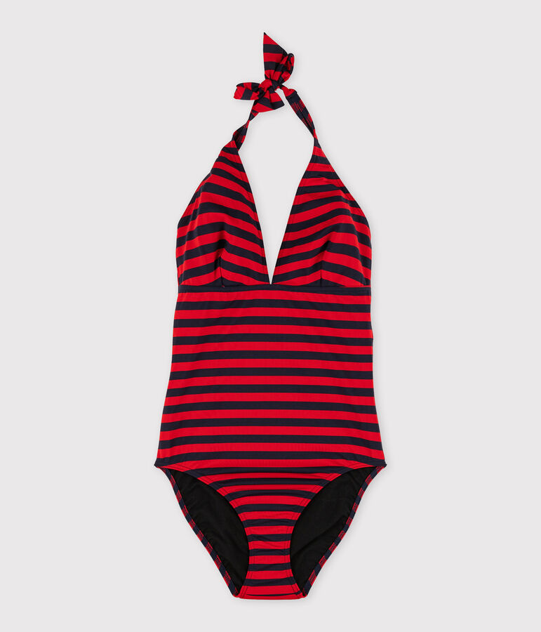 Women's Recycled One-Piece Swimsuit blue/red