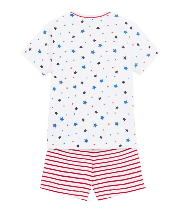 Boy's print and striped shortie pyjamas white/multicolor