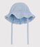 Baby girl's chambray wide brimmed floppy sun hat blue