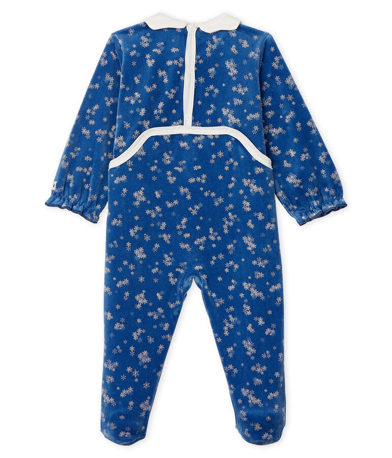 Baby Girls' Velour Sleepsuit blue/white