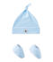 Newborn hat + booties set FRAICHEUR blue/ECUME white