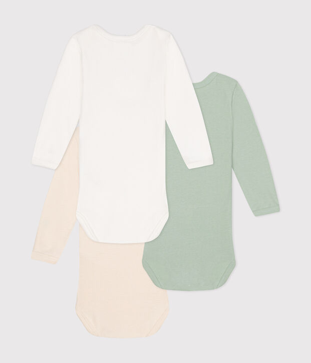 Babies' Long-Sleeved Cotton Bodysuits - 3-Pack multicolor