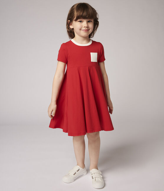 Girls' Short-Sleeved Jersey Dress TERKUIT red