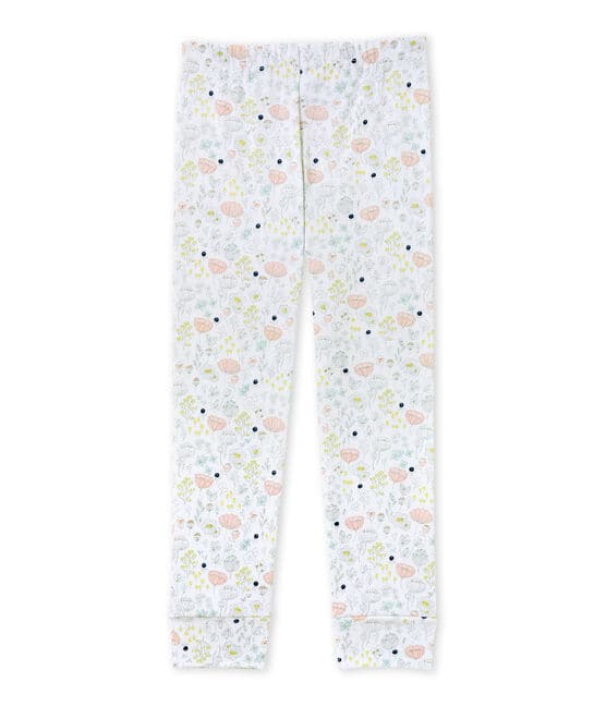 Girls' coordinating pyjama trousers ECUME white/ROSE pink/MULTICO