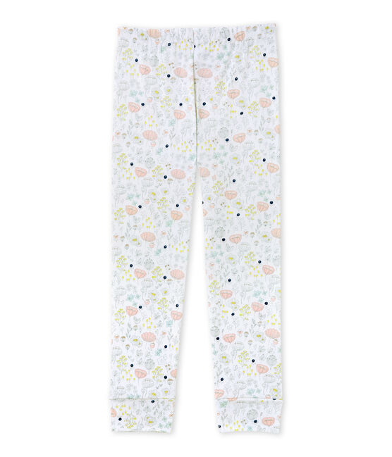 Girls' coordinating pyjama trousers ECUME white/ROSE pink/MULTICO