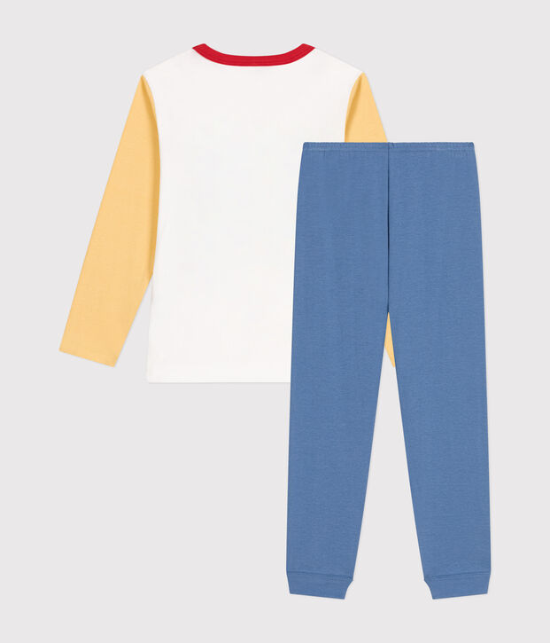 Children's space-themed plain cotton pyjamas blue/multicolor