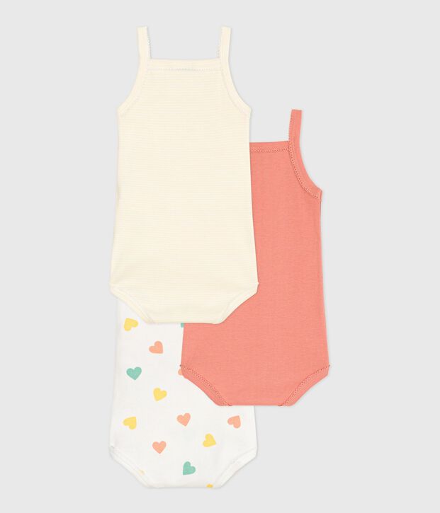 Babies' heart pattern strappy cotton bodies - 3-Pack multicolor