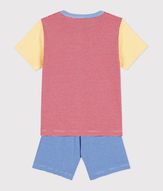 Boys' Blue Red and Yellow Pinstriped Short Cotton Pyjamas red/multicolor