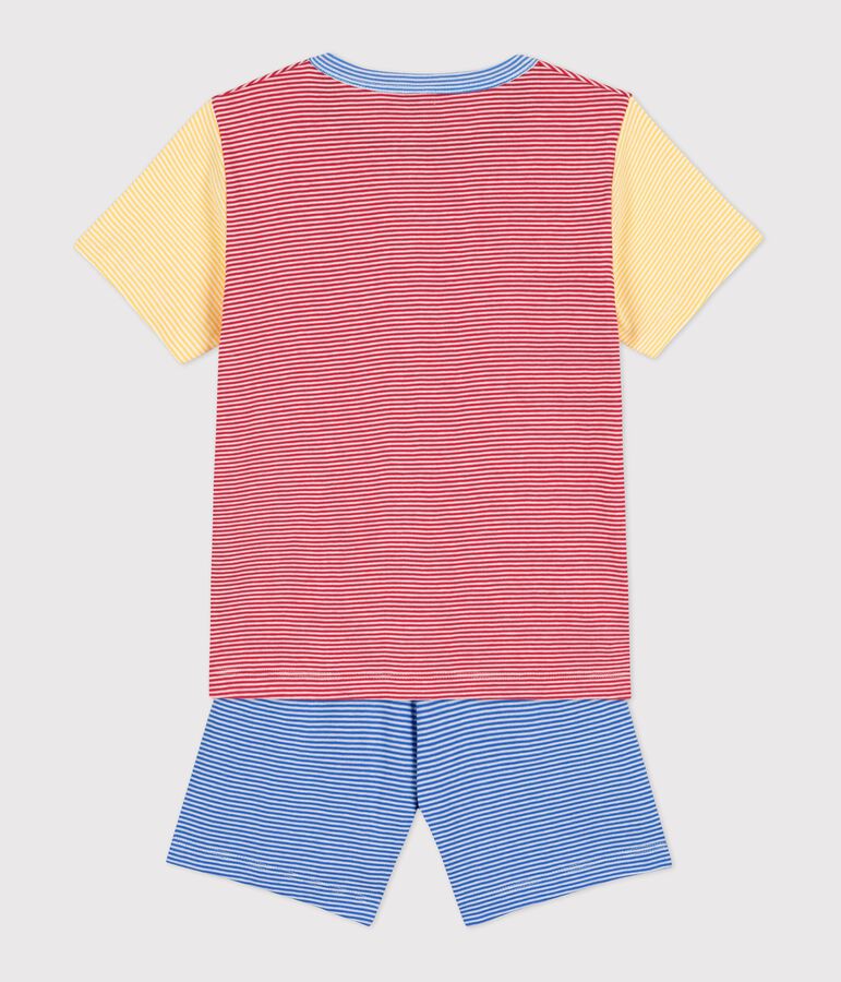 Boys' Blue Red and Yellow Pinstriped Short Cotton Pyjamas red/multicolor