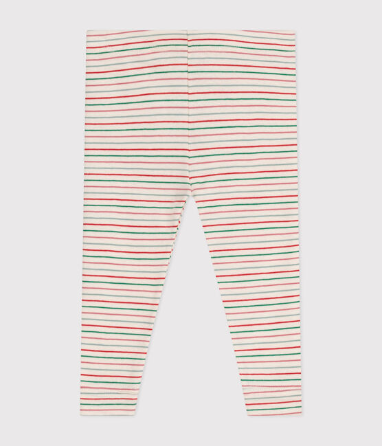 Babies' cotton leggings AVALANCHE white/MULTICO
