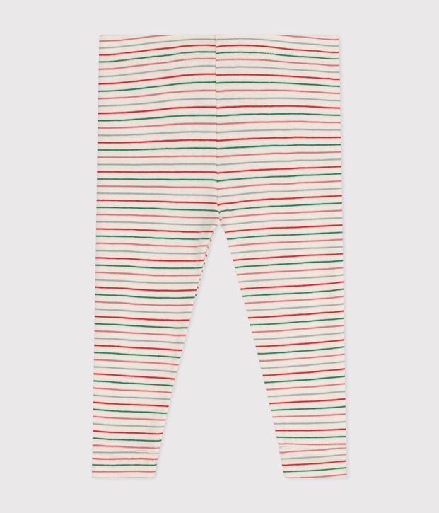 Babies' cotton leggings Ecru/multicolor