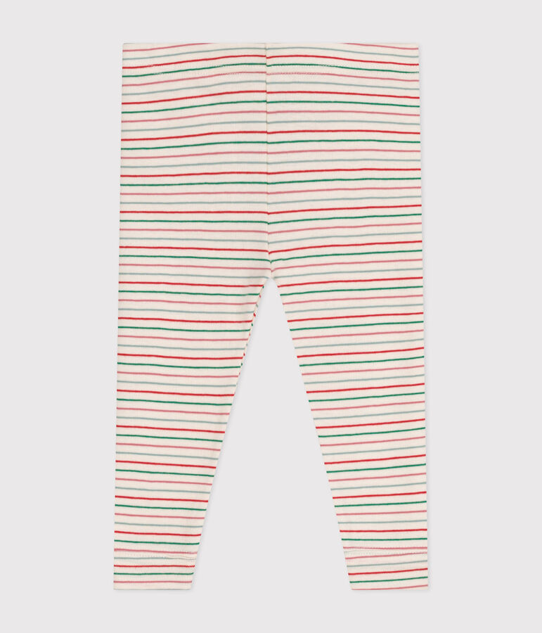 Babies' cotton leggings AVALANCHE white/MULTICO
