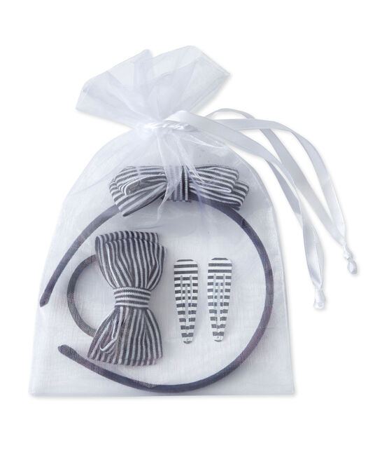 Kit serre-tête et accessoires cheveux en milleraies SMOKING blue/COQUILLE beige