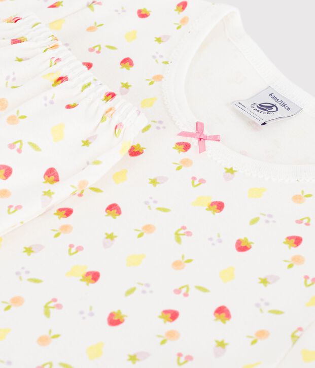 Children's cotton capri pyjamas printed with fruit white/multicolor