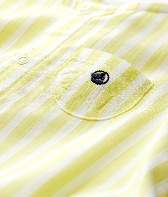 Babies' Yellow Stripy Organic Cotton Poplin Playsuit JAUNE yellow/MARSHMALLOW white
