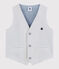 Boys' Seersucker Waistcoat GRIS grey/MARSHMALLOW white
