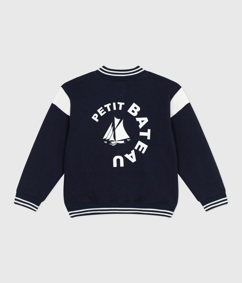 Children's varsity-style jacket in plain cotton blue