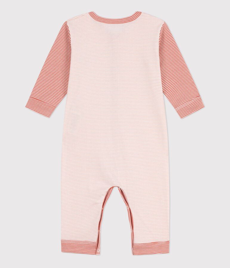 Footless Pinstriped Cotton Sleepsuit pink/white