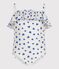 Children's one-piece heart print ruffled swimsuit. white/blue
