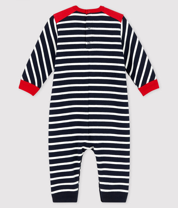 Baby boy's long playsuit blue/white
