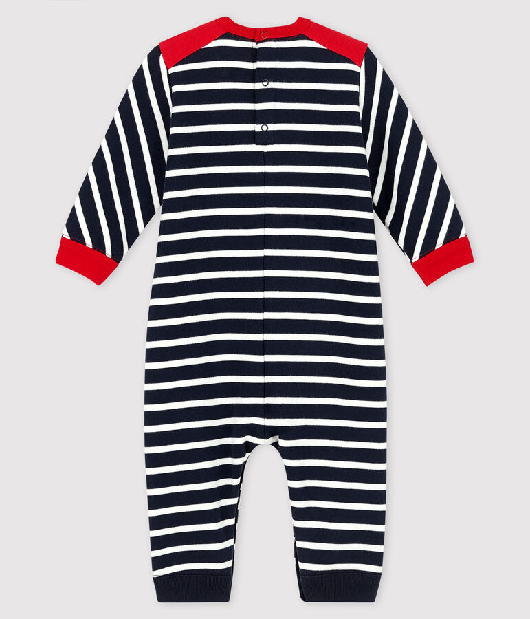 Baby boy's long playsuit SMOKING blue/MARSHMALLOW white