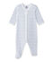 Baby girl's print sleepsuit ECUME white/BLEU blue