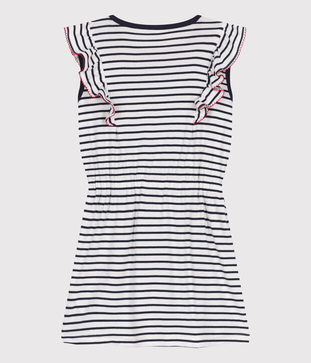 Children's sleeveless stripy cotton dress white/blue
