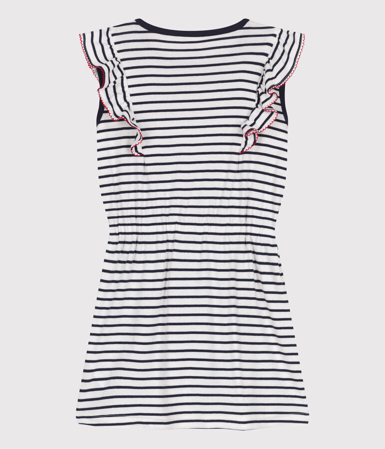 Children's sleeveless stripy cotton dress white/blue