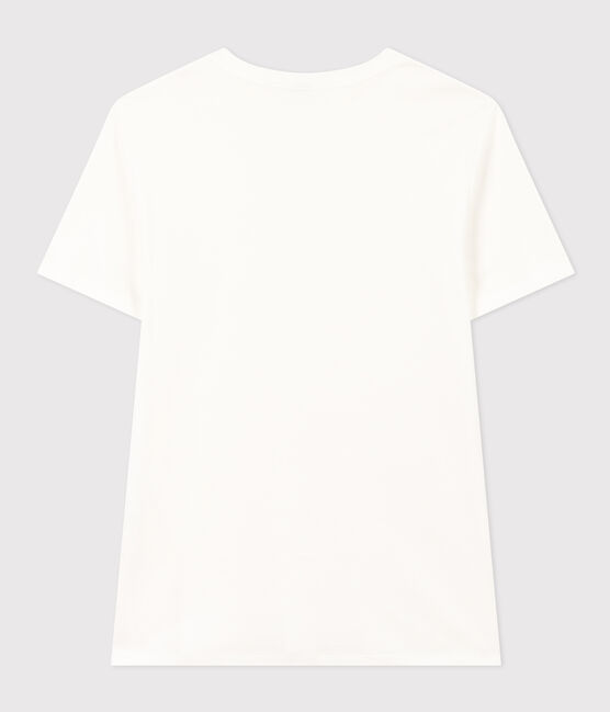 Women's Iconic plain short-sleeved rib knit T-shirt ECUME white