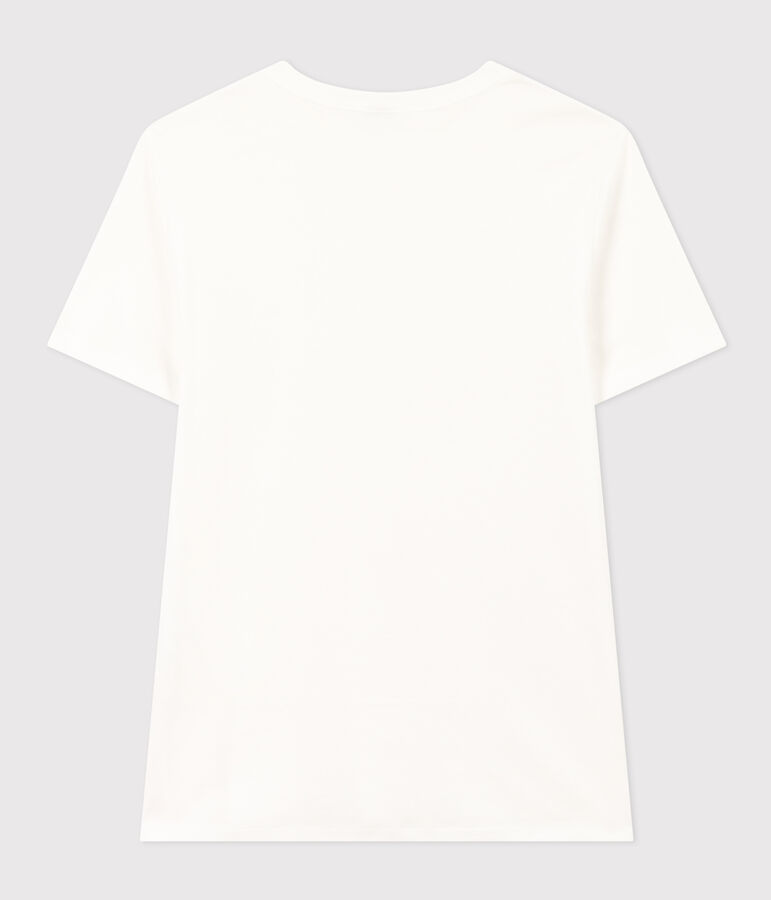 Women's Iconic plain short-sleeved rib knit T-shirt ECUME white