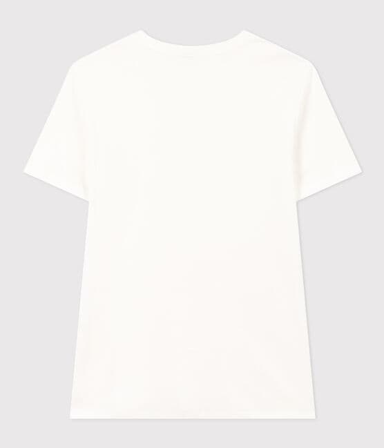 Women's Iconic plain short-sleeved rib knit T-shirt ECUME white